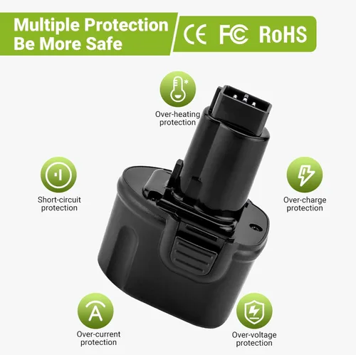 Miniatura 3 de Paquete de 2 baterías de repuesto de 4000 mAh para Dewalt 7.2V DW9057 DE9057 DE9085 DW920 DW920K DW920K2 DW920K-2 DW925K DW925K2 DW925K-2 DW968K