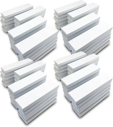 Miniatura 8 de TheDisplayGuys - Paquete de 100 cajas de cartón rellenas de algodón #82 para joyería, diseño de remolino blanco (8.0 x 2.0 x 1.0 pulgadas)