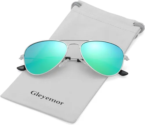 Miniatura 43 de Gleyemor Lentes de sol polarizados estilo aviador para niños y niñas, jóvenes, adolescentes, dos tamaños de 1.969 in y 2.047 in