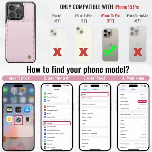 Miniatura 2 de Vinich Funda tipo cartera para iPhone 11 con tarjetero, bloqueo RFID, ranuras de crédito, función atril, a prueba de golpes, para iPhone 11 de 6.1