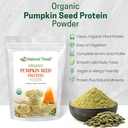 Miniatura 3 de Z Natural Foods Proteína de semilla de calabaza orgánica en polvo, suplemento de fibra densa en nutrientes, proteína de calabaza vegana en polvo