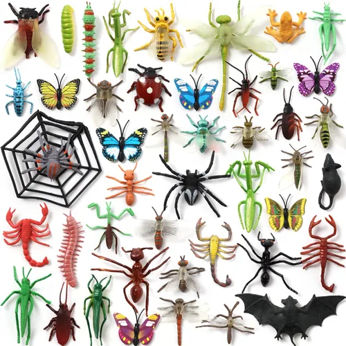 Figuras realistas de juguete de insectos para niños, paquete de 45 insectos coloridos surtidos para niños, regalo de fiesta temática educativa para