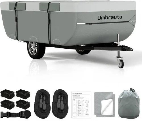 Miniatura 34 de Umbrauto Cubierta para caravana de 5ª rueda de 28 a 31 pies, 7 capas superiores extra gruesa, cubierta de quinta rueda, impermeable, resistente al