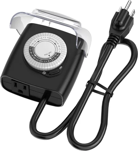 G-Homa [Mejorado] Temporizadores para Exteriores, Temporizador Mecánico de 24 Horas para Toma de Corriente, Temporizador de Luz para Exteriores