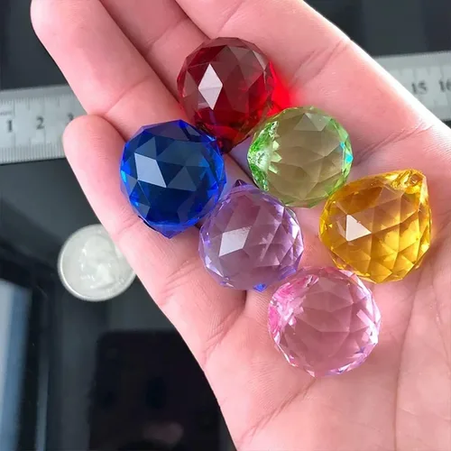 Miniatura 3 de Queenbox - 10 colgantes colgantes de cristal de 1.575 pulgadas (1.575 in) con agujero para lámpara de araña Feng Shui ventana, color azul claro