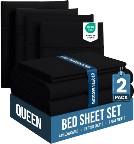 Miniatura 88 de Juego de sábanas King de Utopia Bedding – Juego de 4 sábanas para cama King, microfibra suave y transpirable, incluye 1 sábana bajera, 1 sábana Beige