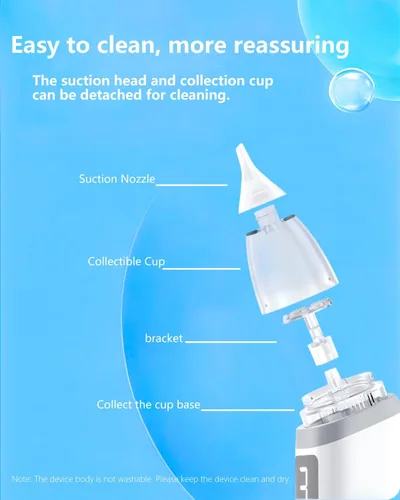 Miniatura 7 de Aspirador nasal para bebé, aspirador nasal eléctrico para bebé, para aliviar la congestión nasal, limpiador de nariz con 3 puntas de silicona, nivel