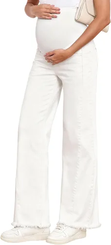 Miniatura 10 de BLENCOT Jeans de maternidad para mujer, pierna recta, elásticos, rasgados, para embarazo, jeans de novio
