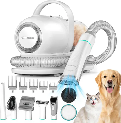 Neakasa P1 Pro Kit de Aseo para Mascotas y Aspiradora con Succión del 99% del Pelo de Mascotas, Cortadoras Profesionales con 5 Herramientas de Aseo