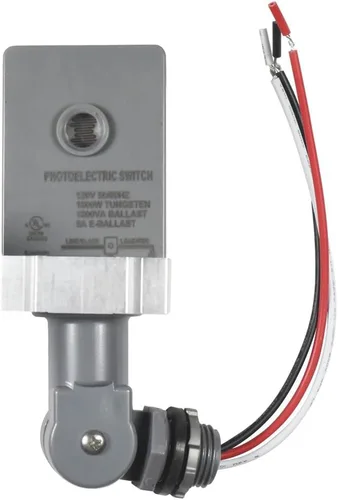 HQRP Sensor de luz de tipo térmico fotocélula vástago y montaje giratorio interruptor cableado del atardecer al amanecer, control fotoeléctrico para