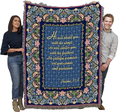 Miniatura 38 de Pure Country Weavers Great is Thy Faithfulness Blanket - Escrituras - Lamentaciones 3:23 - Tapiz cuadrado para regalo de regazo tejido de algodón