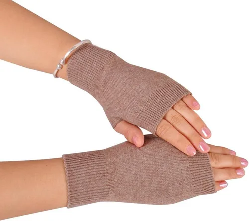 NOVAWO guantes mitones sin dedos, con agujero para dedo pulgar, cálidos, 100% casimir, para hombre y para mujer