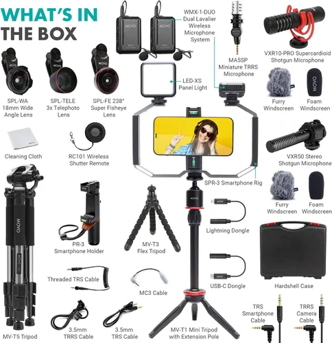 Miniatura 6 de Movo iVlog5 - Kit de vlogging de director para iPhone - Kit de inicio compatible con Lightning YouTube - Accesorios: trípode, soporte para teléfono