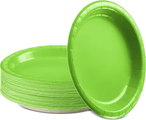 Miniatura 9 de Amcrate Platos llanos de papel blancos, platos de papel desechables de 8 1/2 pulgadas, platos desechables fuertes y resistentes para fiestas, cenas