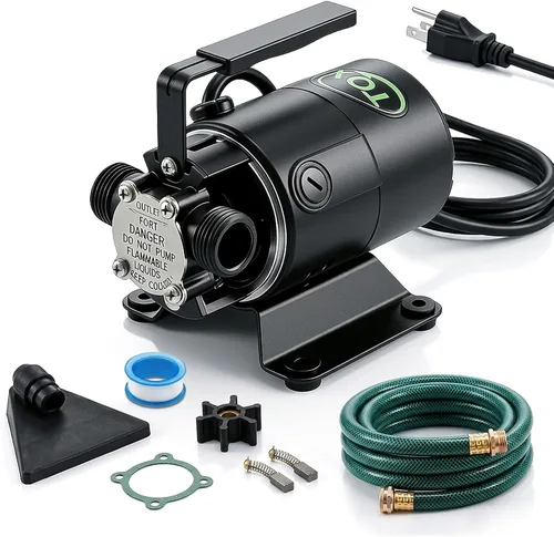 Miniatura 8 de 12V Water Transfer Pump 330GPH Self-Priming Utility Pump with Battery Clamps Hose Kit Portable Electric Non-Submersible Pump for RV Marine Garden