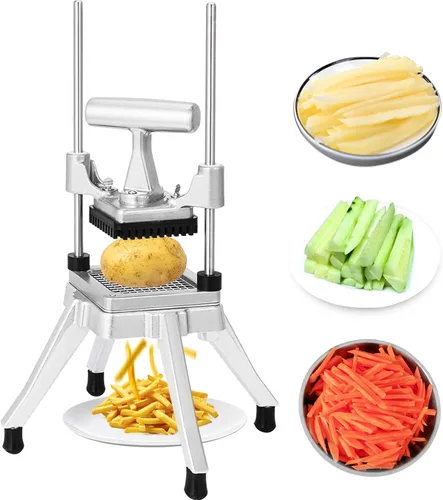 VEVOR Picador comercial de 3/8 pulgadas, cortador de verduras comercial de acero inoxidable con mango y pies antideslizantes, picador comercial de