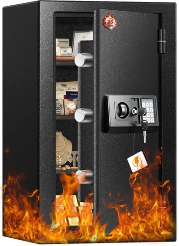 Miniatura 12 de Caja de seguridad de 16.54 pulgadas de alto, caja de seguridad para el hogar de 2.5 pies cúbicos con bolsa impermeable e ignífuga, caja de seguridad