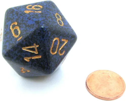 Chessex Troquel D20 de cobalto dorado moteado individual de 1.339 in, 20 lados, troquel poliédrico, accesorios de juego de mesa, juego de rol,