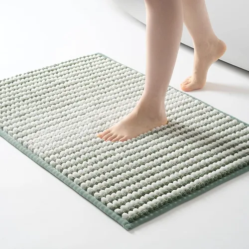 Miniatura 25 de FRESHMINT Alfombra de baño de felpilla gruesa y grumosa, 17"x24", alfombrilla de baño antideslizante, accesorio decorativo suave, linda alfombrilla