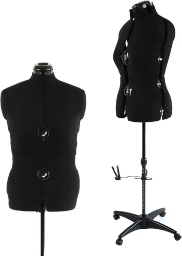 Maniquí Ajustable para Vestidos Negro, Forma de Cuerpo Femenino de Talla 12-18, para Costura, Forma de Cuerpo con 13 Diales y Ruedas Desmontables,