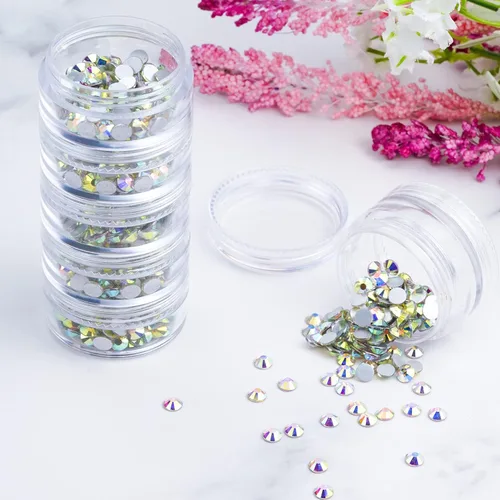 Miniatura 6 de 3 juegos de recipientes de plástico apilables de 6 capas, caja de almacenamiento transparente de cosméticos de 0.35 oz/0.3 fl oz, tarros