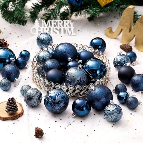 Miniatura 3 de Senjie Adornos de Navidad inastillables azul noche, juego de 32 piezas, estilo tradicional, material plástico, Navidad y ocasión de boda