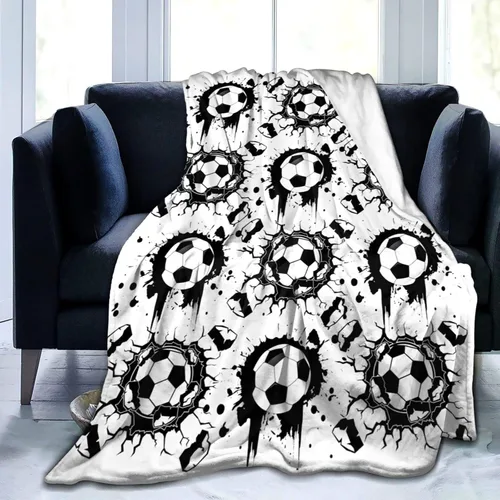 Miniatura 8 de Manta de Fútbol Manta de Pelota de Fútbol Mantas de Franela Suave y Ligera Cálida y Acogedora Manta de Fútbol Regalo para Fanáticos