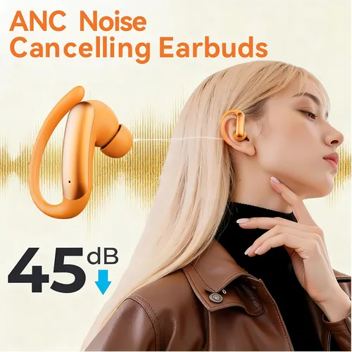 Miniatura 2 de Auriculares inalámbricos de oído abierto Bluetooth 6.0, auriculares deportivos de reproducción de 5 horas con estuche de carga, gancho para colocar