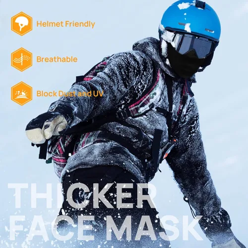 Miniatura 7 de ILM Motorcycle Balaclava Face Mask Adult Youth for Ski Model FM01 Adulto Negro Más Grueso
