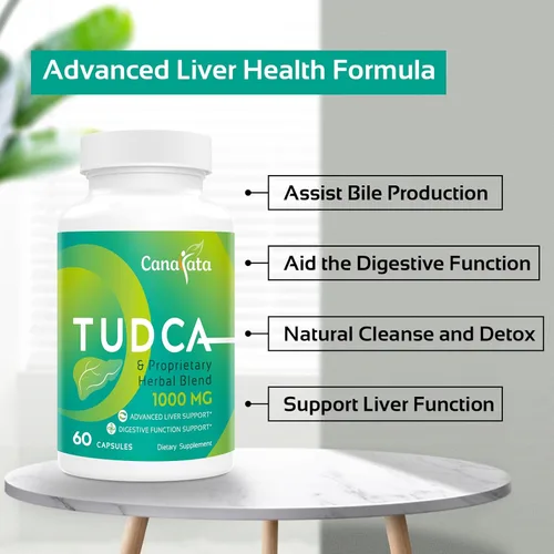 Miniatura 6 de TUDCA Suplementos de apoyo hepático de 1000 mg - 60 cápsulas veganas, sales biliares TUDCA con mezcla de hierbas de cardo mariano para limpiar