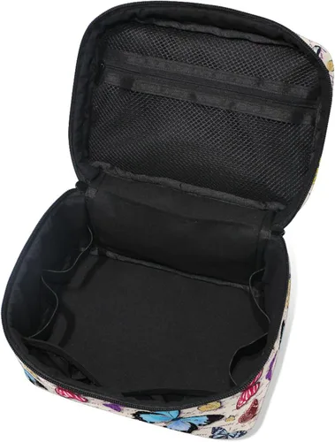 Miniatura 5 de Bolsa de maquillaje, bolsa organizadora de maquillaje de viaje con estampado de leopardo rosa, neceser para niñas, mujeres y mujeres, Mariposa 046