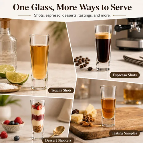 Miniatura 8 de Vasos de chupito de 2 onzas de alto, paquete de 18 vasos transparentes de 3.9 pulgadas para whisky, tequila, vodka, espresso, vasos de chupito