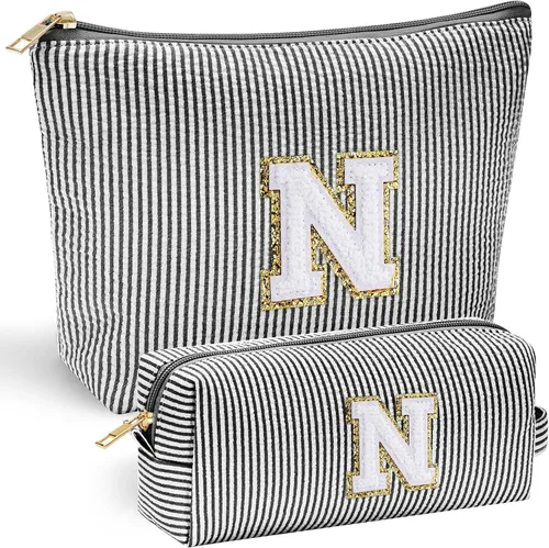 Miniatura 124 de YOOLIFE Regalos del Día de la Madre para mujeres, bolsa de maquillaje con inicial, bolsa de cosméticos, bolsa de maquillaje de viaje, regalos Rosado