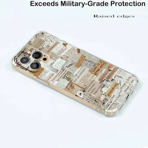 Miniatura 5 de Funda de colágeno de periódico retro para iPhone 13 Pro Max, patrón de papeles viejos estético, funda única de TPU de moda compatible con iPhone 13