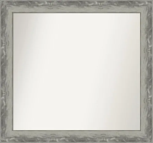 Miniatura 394 de Amanti Art Espejo de baño plateado para sobre el fregadero, 24 x 24 pulgadas, espejo cuadrado de peltre forjado a medida, marco de madera casual