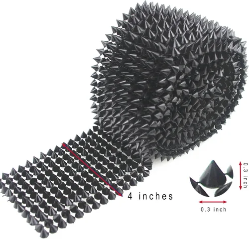 Miniatura 5 de 1 yarda para coser en punta, cono plano, punk, moldura de malla Negro