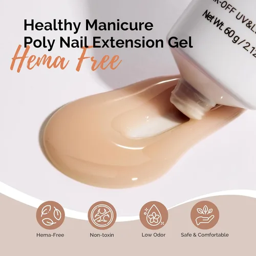 Miniatura 3 de MelodySusie Gel de Extensión de Uñas Poly 60g, Libre de Hema, Secar con UV, Cura con Lámpara, Engrosador, Diseño Artístico, Manicura, Regalo