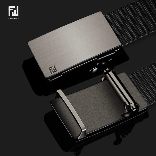 Miniatura 2 de Fairwin - Cinturón de malla de nailon de 1.25 pulgadas con hebilla automática de trinquete para hombre, cinturón invisible sin orificios