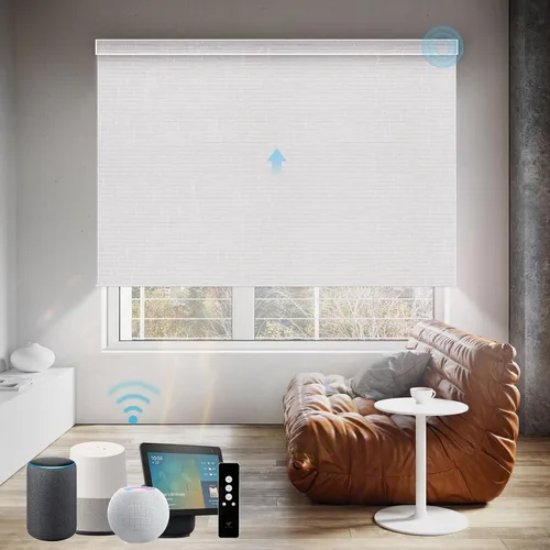 Miniatura 60 de SmartWings Persianas Motorizadas con Sombras para Ventana Control Remoto Funciona con Thread Apple Homekit Z-Wave Alexa 100% Blackout de Doble Cara