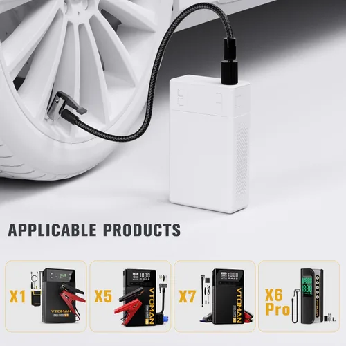 Miniatura 2 de Adaptador de manguera de inflador de aire VTOMAN para compresores de aire X1, X3, X5, X6Pro, X7, tubo de portabrocas de neumático de 19.68