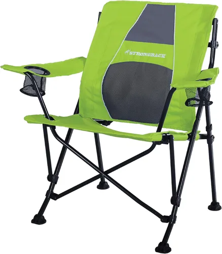 STRONGBACK Guru 3.0 - Silla de camping resistente con soporte lumbar, silla de campamento plegable tipo mochila, color verde lima/gris