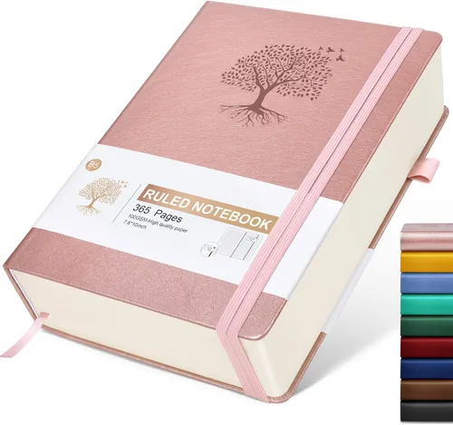 Miniatura 46 de Cuaderno Diario con Líneas - 365 Páginas A5 Cuaderno Grueso para Escribir para Hombres y Mujeres, Cuaderno con Rayas Universitarias, Diario de Cuero
