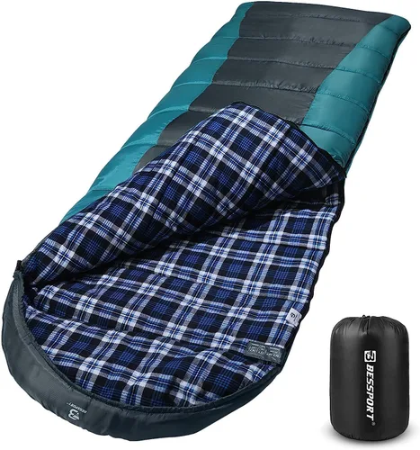 Miniatura 9 de Bessport Saco de dormir de invierno Forro de franela 18℉ - 32℉, saco de dormir extremo para 3-4 estaciones para clima cálido y frío, sacos
