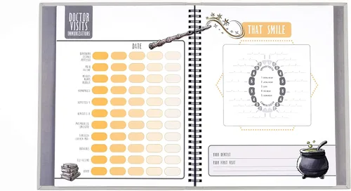 Miniatura 6 de Conquest Journals - Álbum de Harry Potter Little Keeper para bebé, captura recuerdos mágicos, baby shower hasta los 5 años, cubierta de lino gris