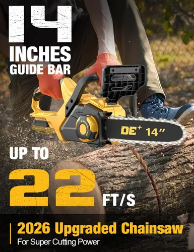 Miniatura 4 de Motosierra eléctrica sin escobillas de 14 pulgadas inalámbrica para batería Dewalt de 20 V, motosierra compacta con engrasador automático, retroceso