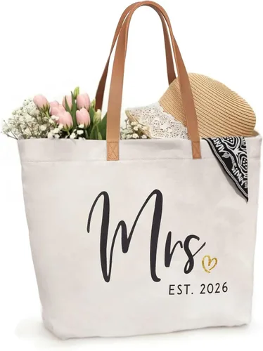 ELEGANTPARK Mrs Bag Mrs Gifts 2025 Regalos para novia, bolsa de mano para boda, despedida de soltera, despedida de soltera, luna de miel, bolsa