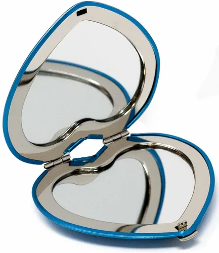 Miniatura 4 de Juego de 3 espejos compactos contemporáneos en forma de corazón con acabado reflectante (azul)