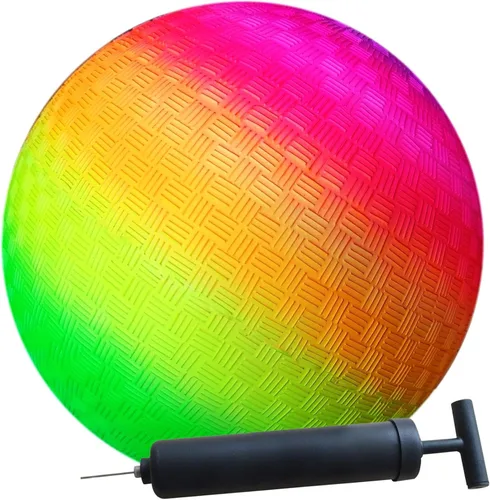 Miniatura 10 de AppleRound Pelota de patio de 10 pulgadas con bomba de aire, pelota de dodgball, balonmano, pelota de patada para campamentos y escuelas (azul)
