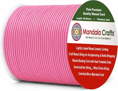 Miniatura 71 de Cuerda Mandala Crafts 0.03 pulgadas 109 yardas para hacer joyería, artesanía, macramé, cuerda de algodón encerado Negro
