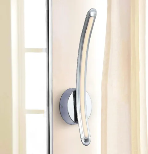 Miniatura 3 de JONATHAN Y Aplique de pared de metal cromado de 17.7 pulgadas, lámpara curva moderna minimalista LED integrada regulable para baño, sala de estar